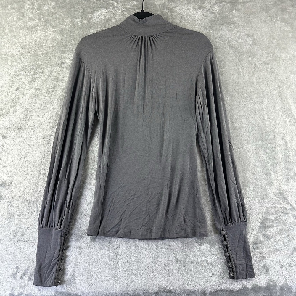 Swan Virgina Top Women's S Gray High Neck Button Detail On Sleeve & Collar